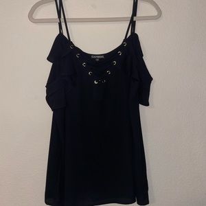 Express ruffle off the shoulder too